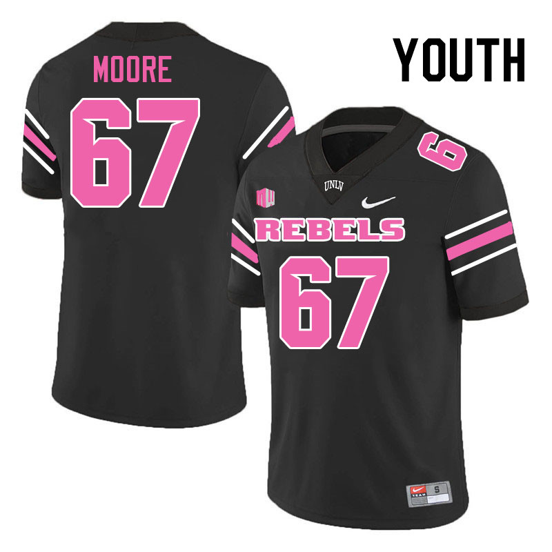 Youth #67 Toby Moore UNLV Rebels College Football Jerseys Stitched-Black